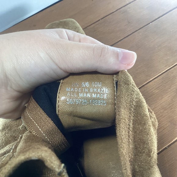 Franco Sarto Brown Suede Leather Zip Up Square Toe Block Heel Ankle Booties - Picture 4 of 9